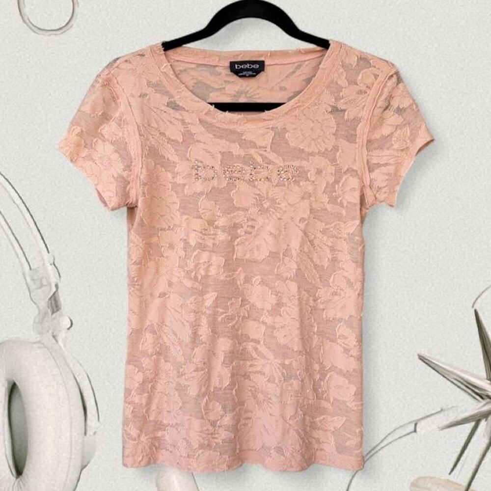 Bebe pink lace rhinestone y2k